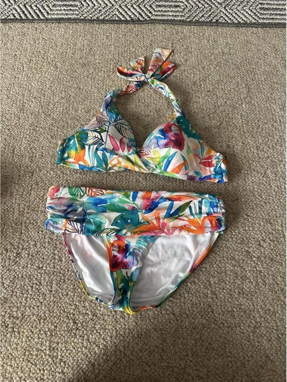 Ralph Lauren multicolored tropical leaf print bikini set
